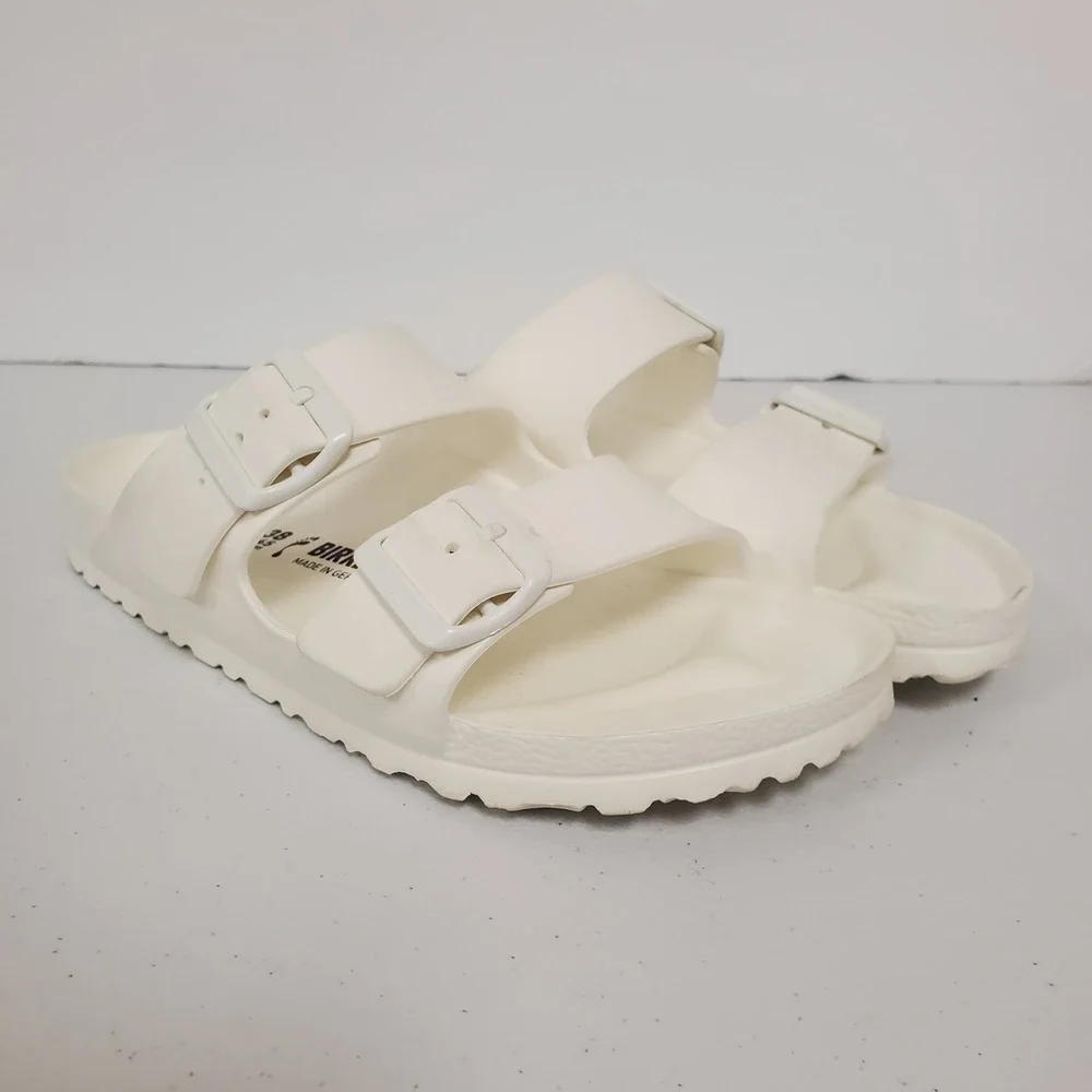Birkenstock Eva Arizona Sandals Size 7 Medium/Narrow White Slides Buckle Comfort